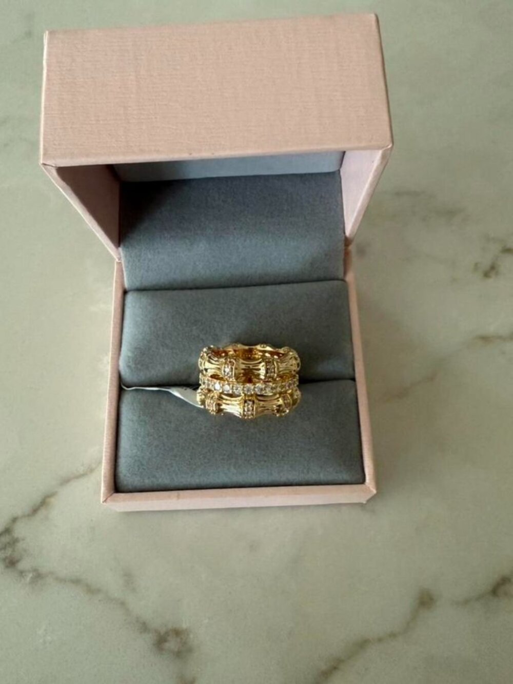 Anabel Aram Gold Bamboo Stack Ring size 5 - Picture 1 of 5